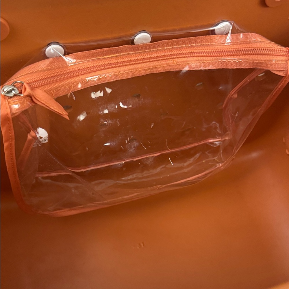 BOGG BAG Orange Basketball-Print Tote with Clear Pouch w free attachments - Picture 3 of 9
